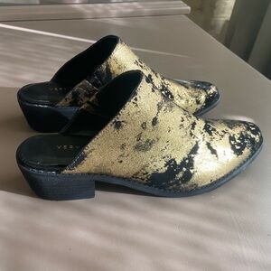 Volatile Gold and Black Women's Mules